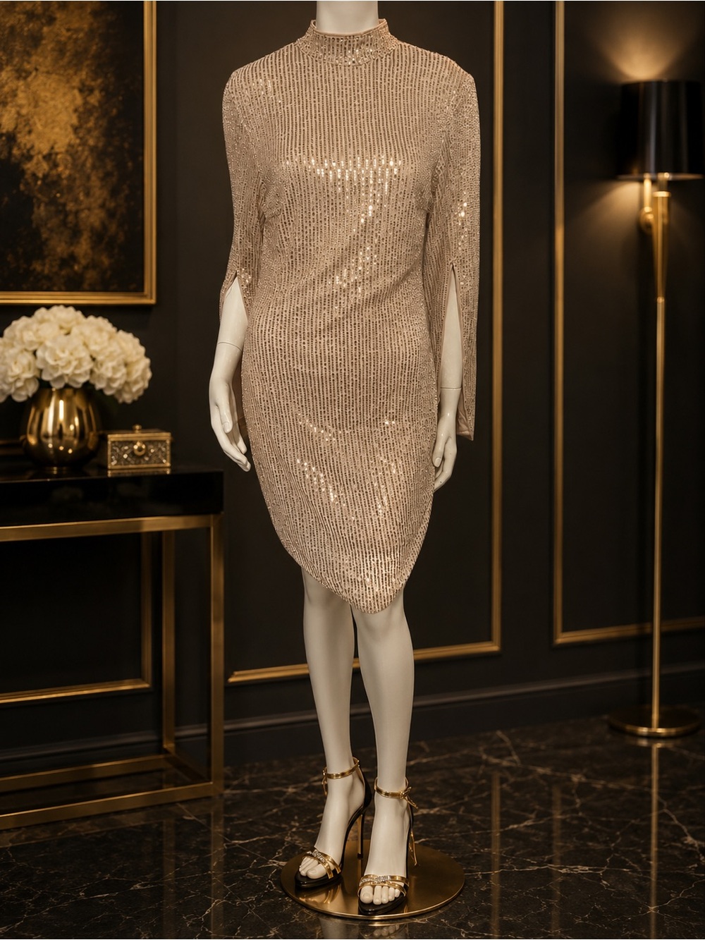 Size Large Sequins Back Out Mini Dress